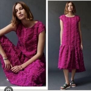 Maeve Textured Bright Magenta Midi Dress
